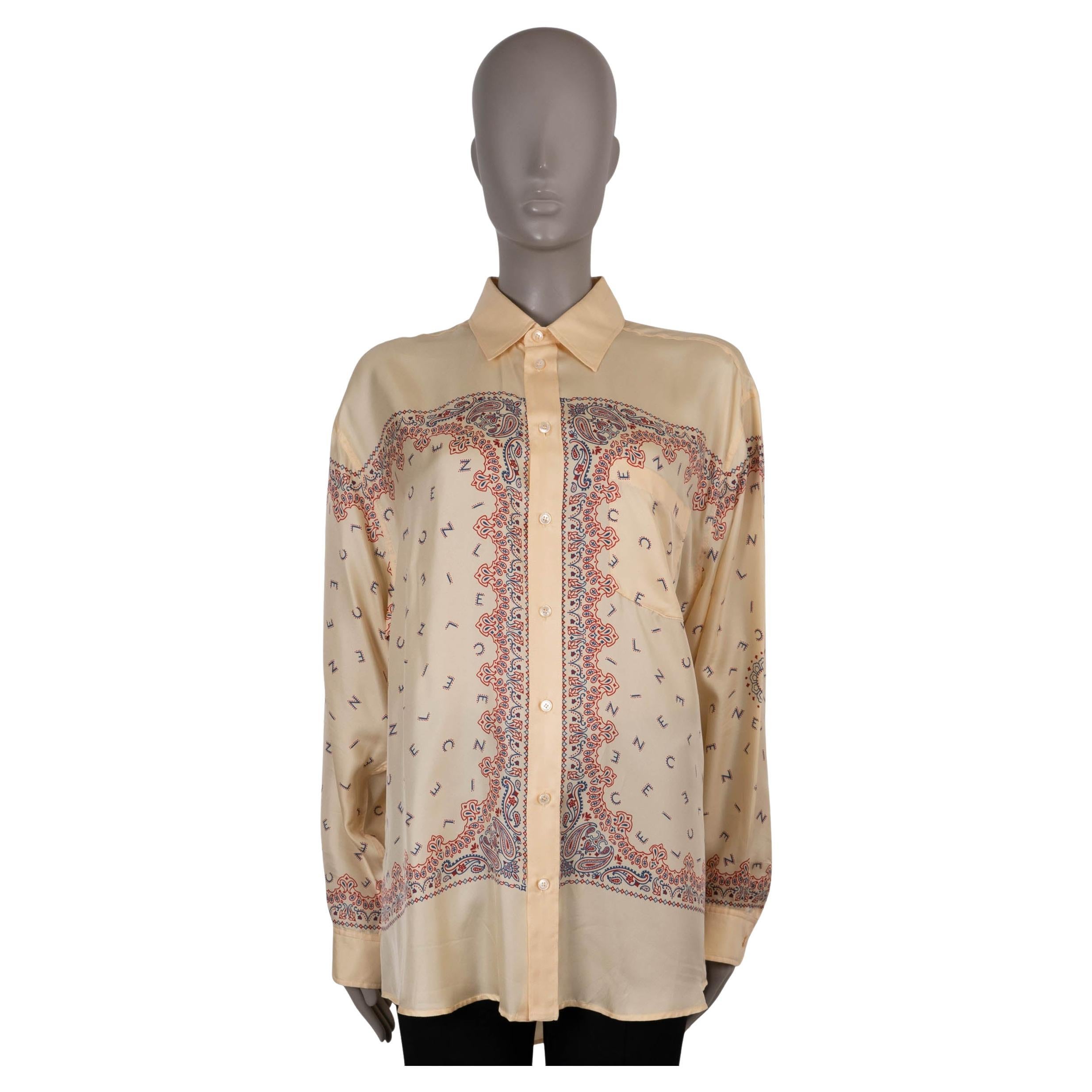 CELINE beige seda 2023 BANDANA PRINT TWILL OVERSIZED Camisa 38 S