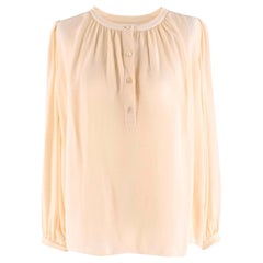 Celine Beige Silk Sheer Longsleeve Blouse - Size US 4