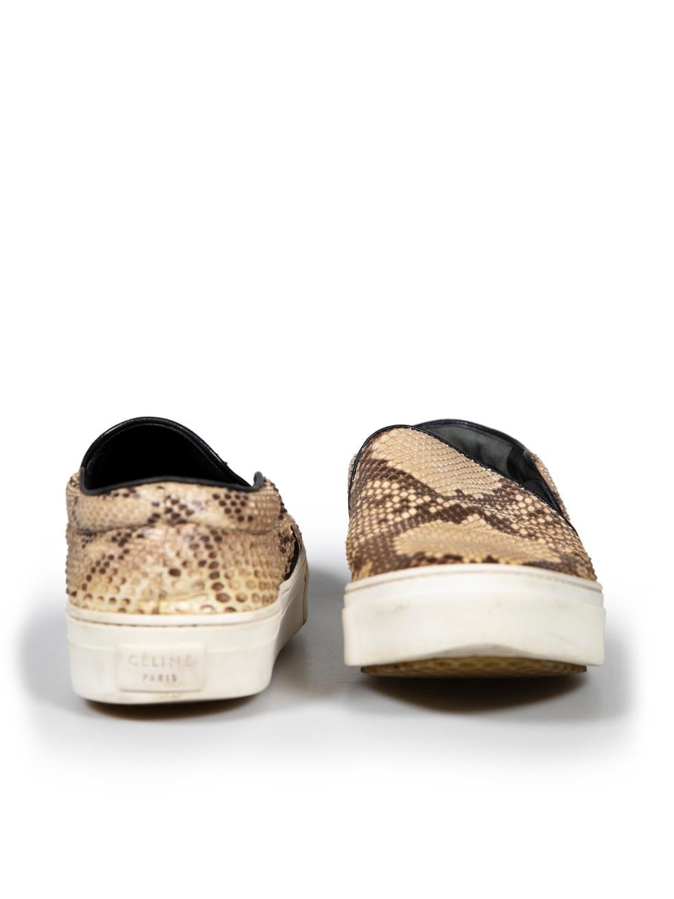 Céline Beige Snakeskin Leather Slip On Trainers Size IT 38 In Good Condition For Sale In London, GB