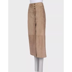 Celine Beige Suede Snap Button Midi Skirt - EU36/S