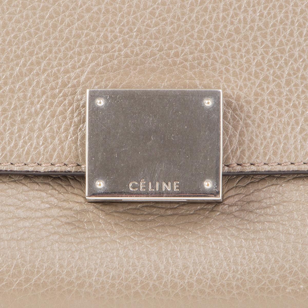 Women's CELINE beige & taupe leather & suede TRAPEZE SMALL Shoulder Bag