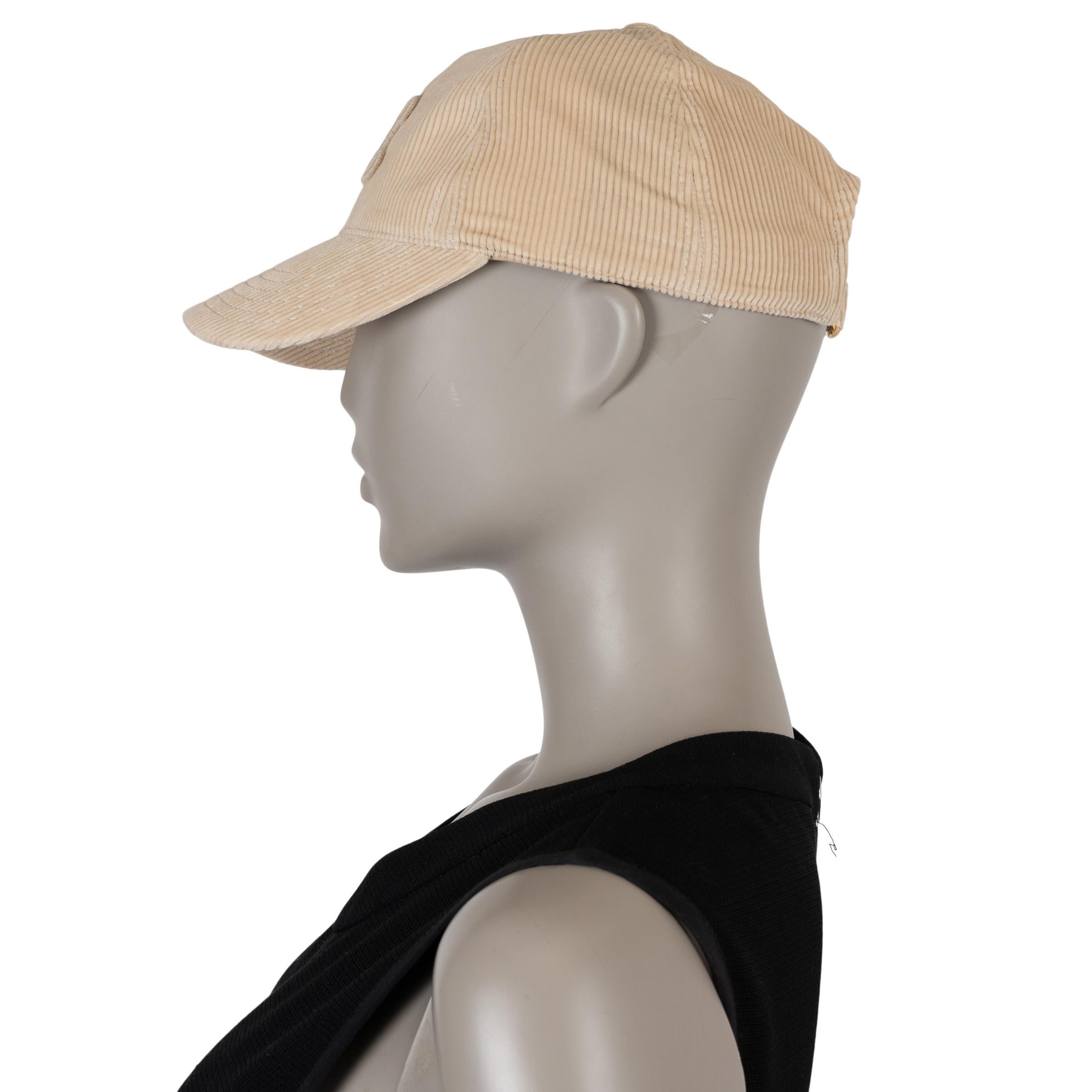 Beige Celine beige TRIOMPHE CORDUROY BASEBALL CAP Cappello S in vendita