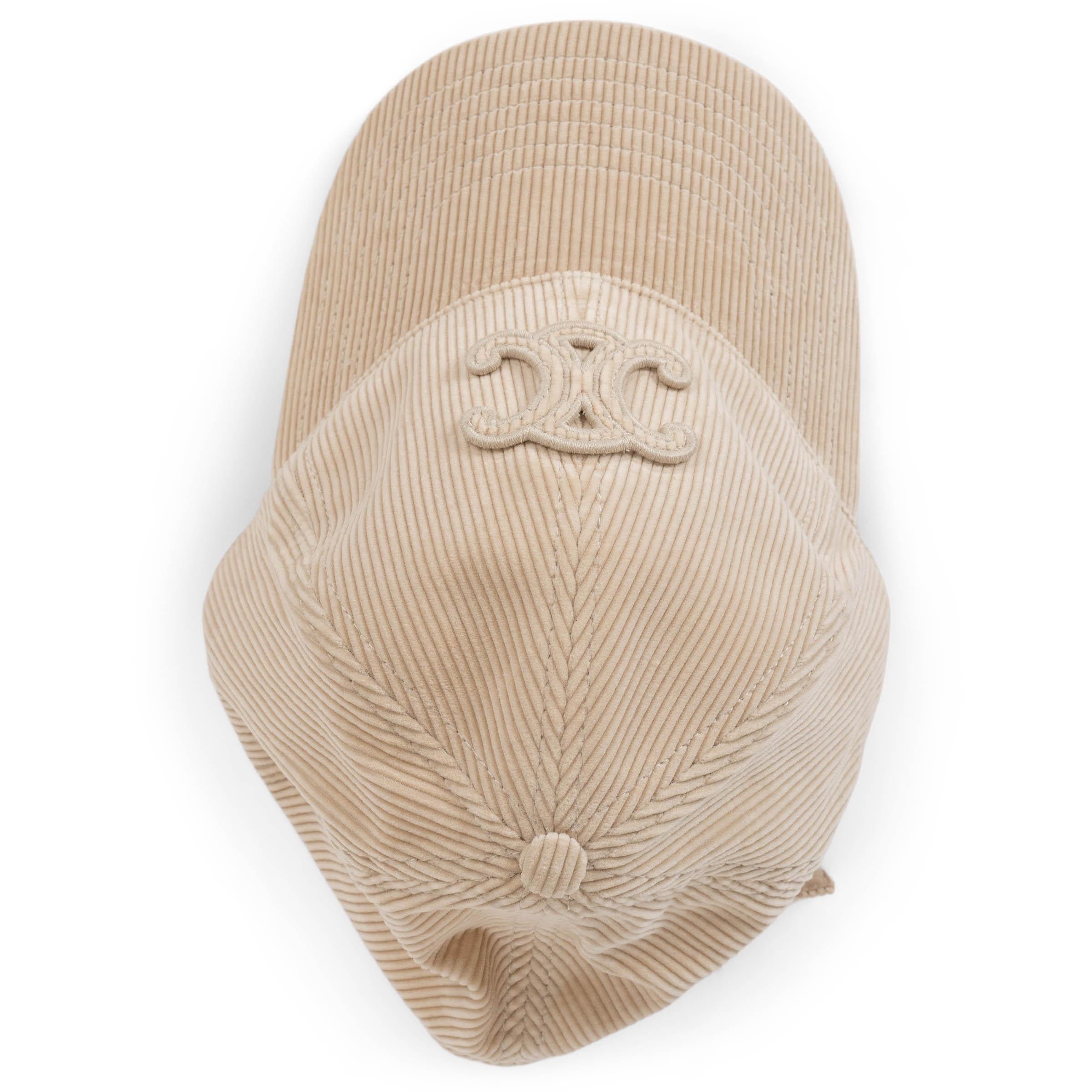 Donna Celine beige TRIOMPHE CORDUROY BASEBALL CAP Cappello S in vendita