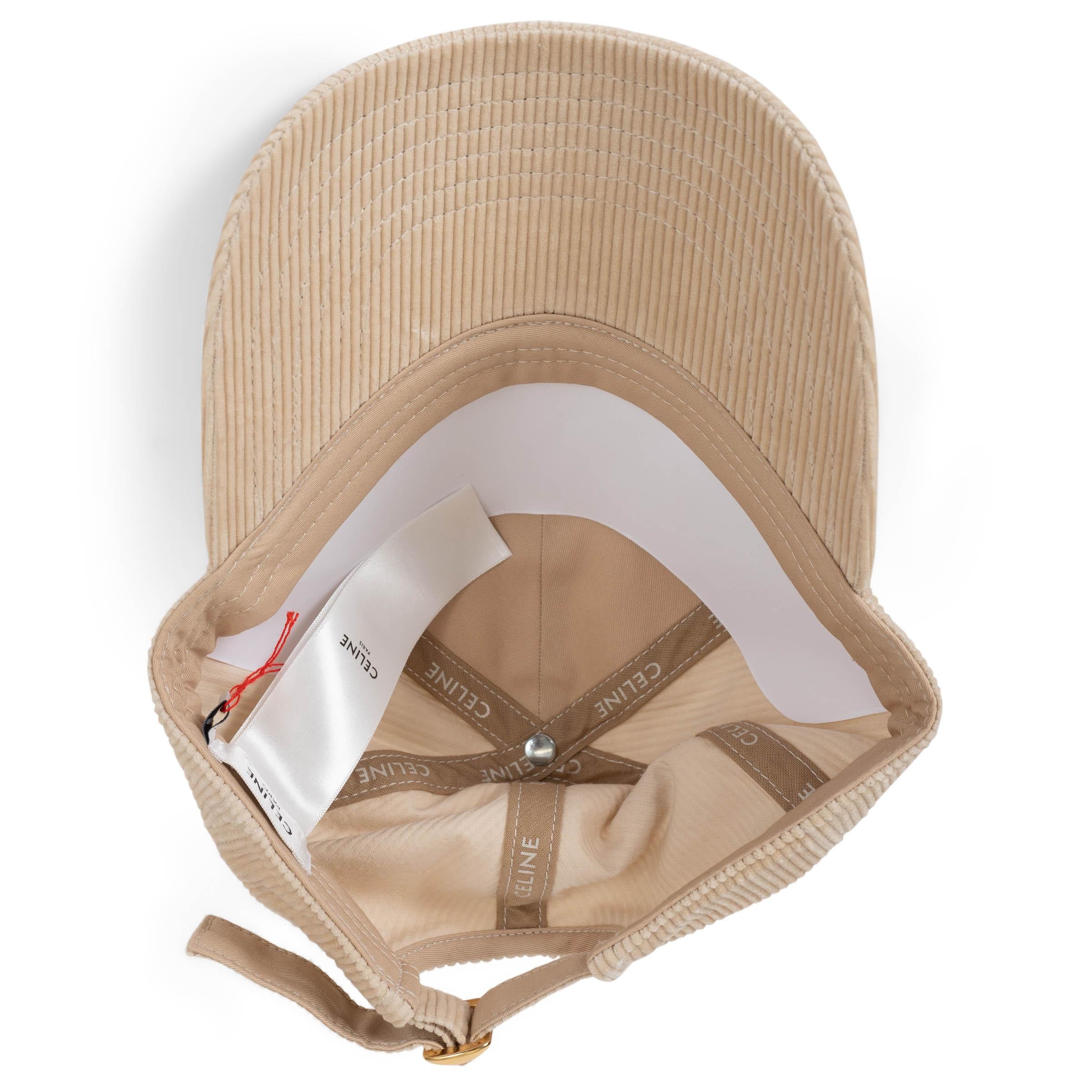 Celine beige TRIOMPHE CORDUROY BASEBALL CAP Cappello S in vendita 1