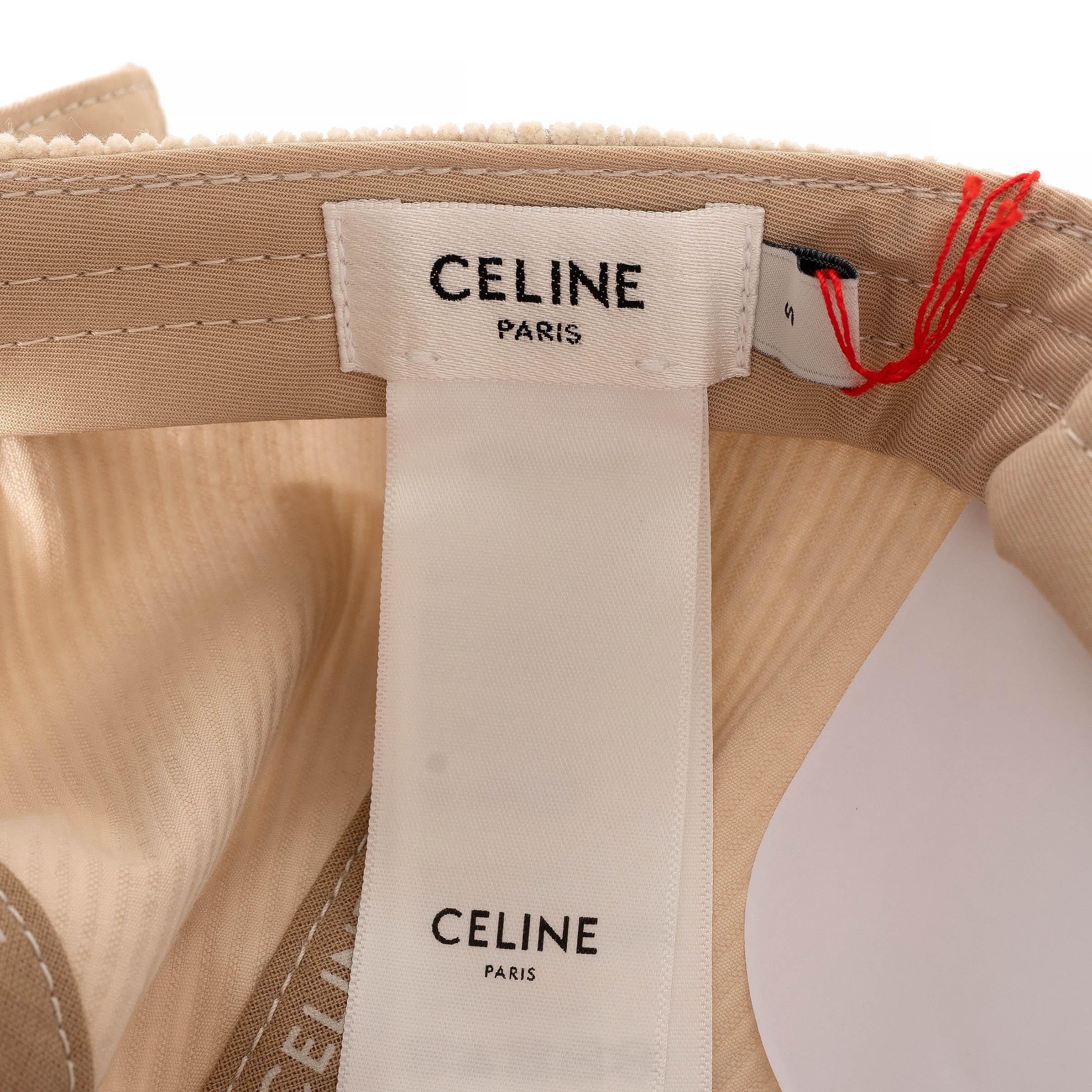 Celine beige TRIOMPHE CORDUROY BASEBALL CAP Cappello S in vendita 2