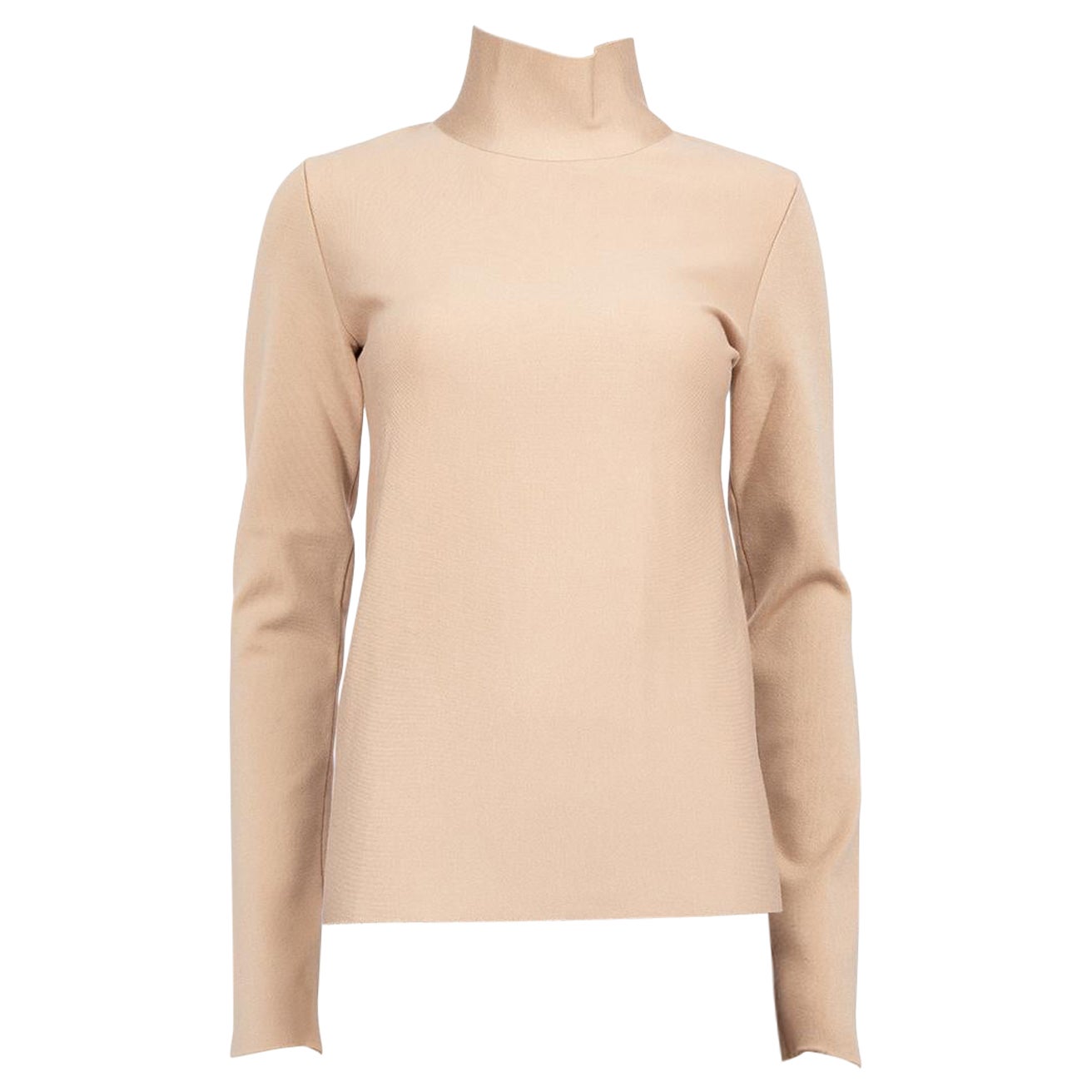 Céline Beige Turtleneck Knit Top Size S