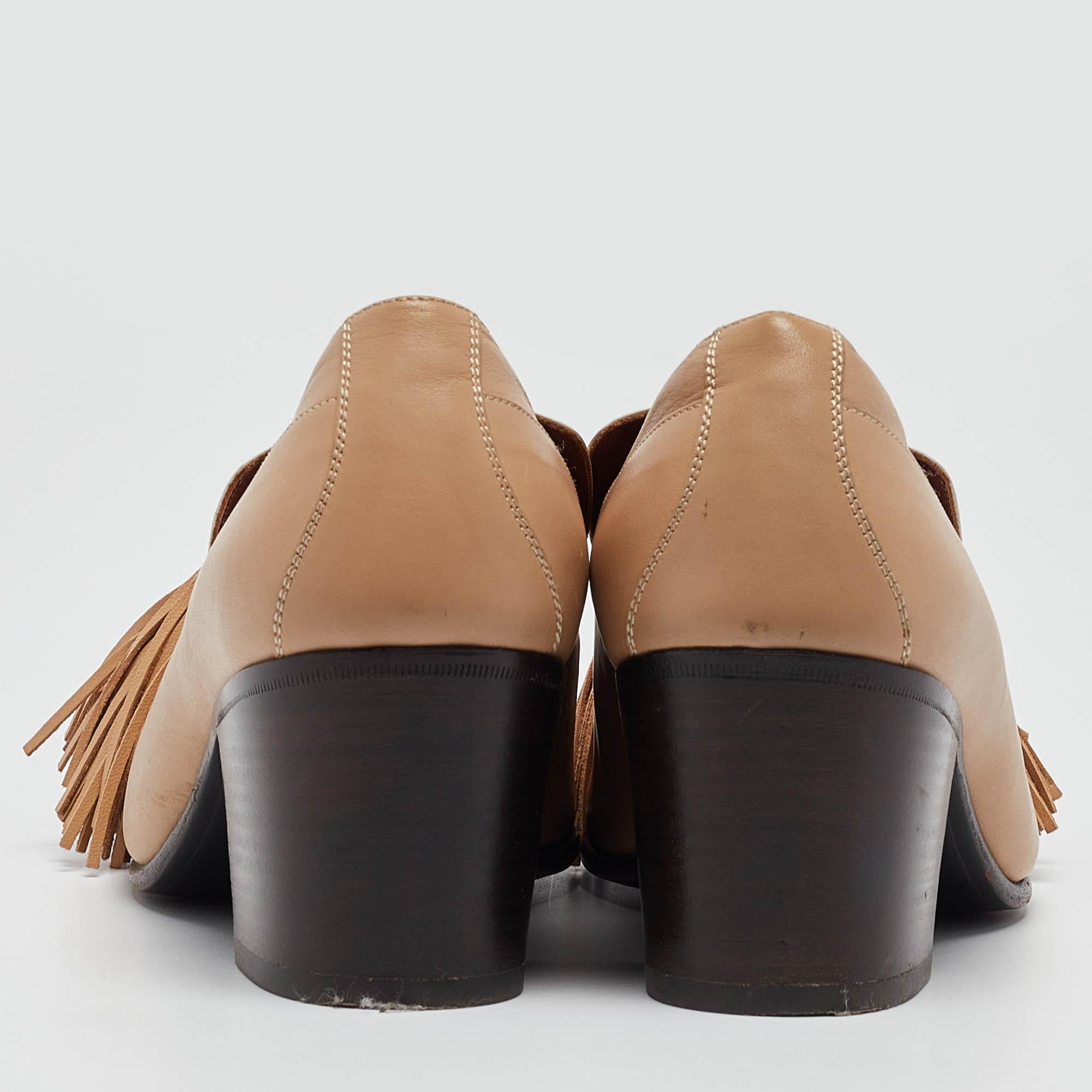 Women's Celine Beige/White Leather Tassel Accents Pumps Size 37
