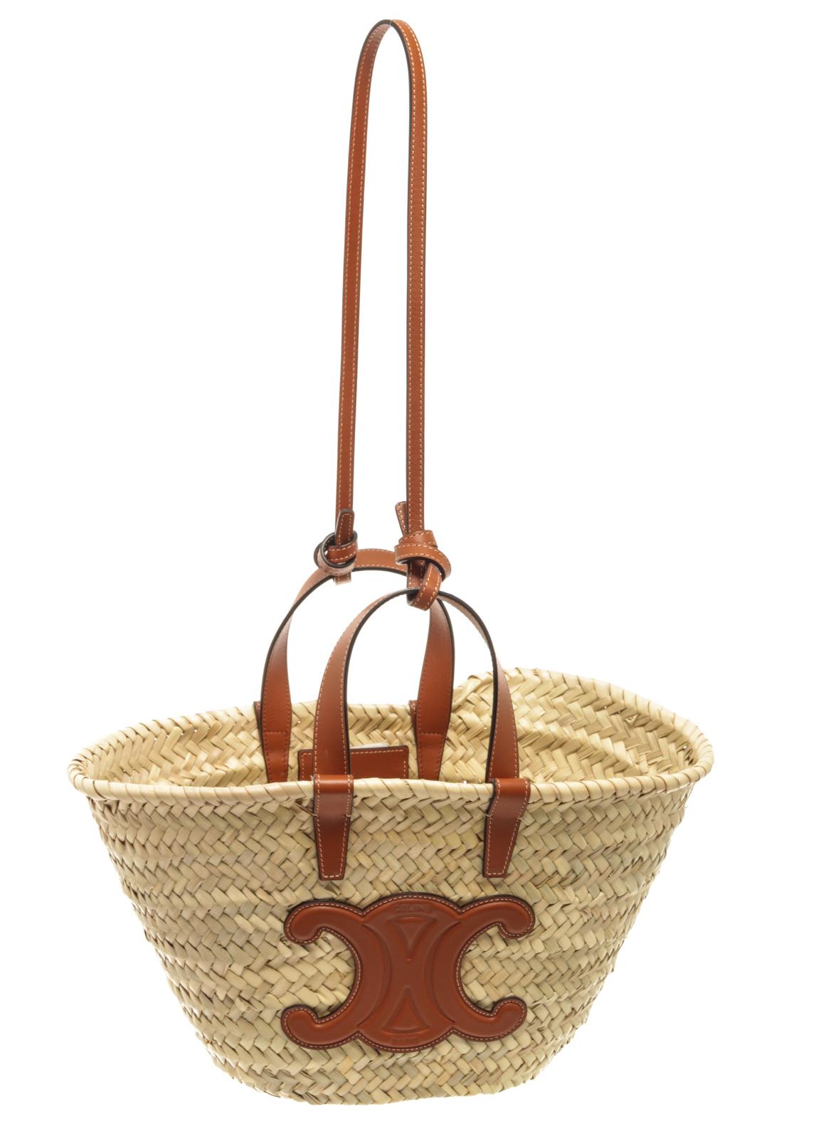 Klassische Korb-Tragetasche aus Korbweide von Celine für Teen Triomphe in Beige im Zustand „Gut“ im Angebot in Irvine, CA