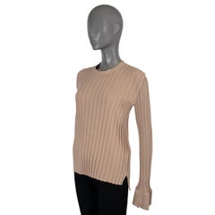CELINE beige wool 2015 BELL SLEEVE RIB-KNIT Sweater M