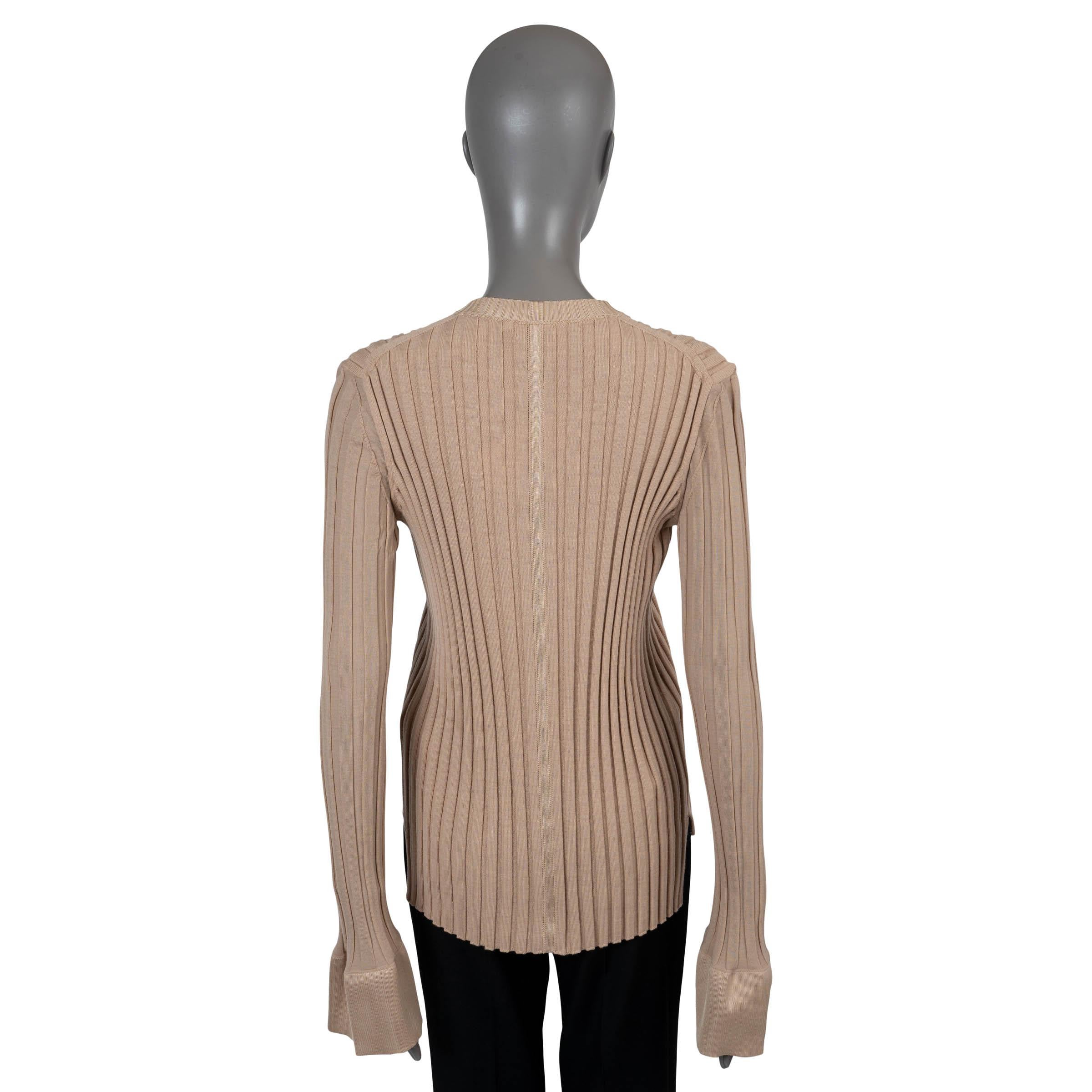 Beige Pull en laine beige BELL SLEEVE RIB-Knit 2015 CELINE en vente