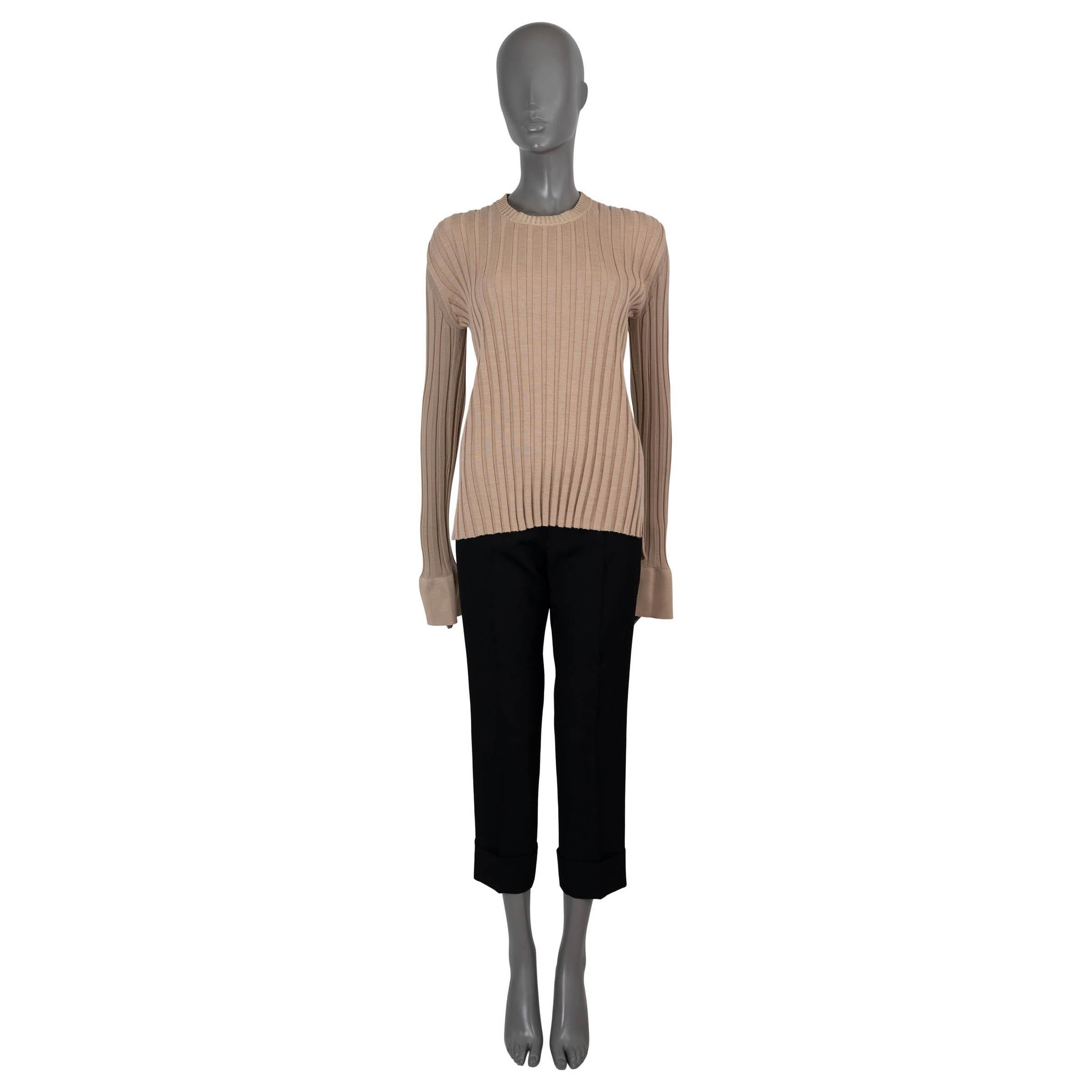 Pull en laine beige BELL SLEEVE RIB-Knit 2015 CELINE Excellent état - En vente à Zürich, CH