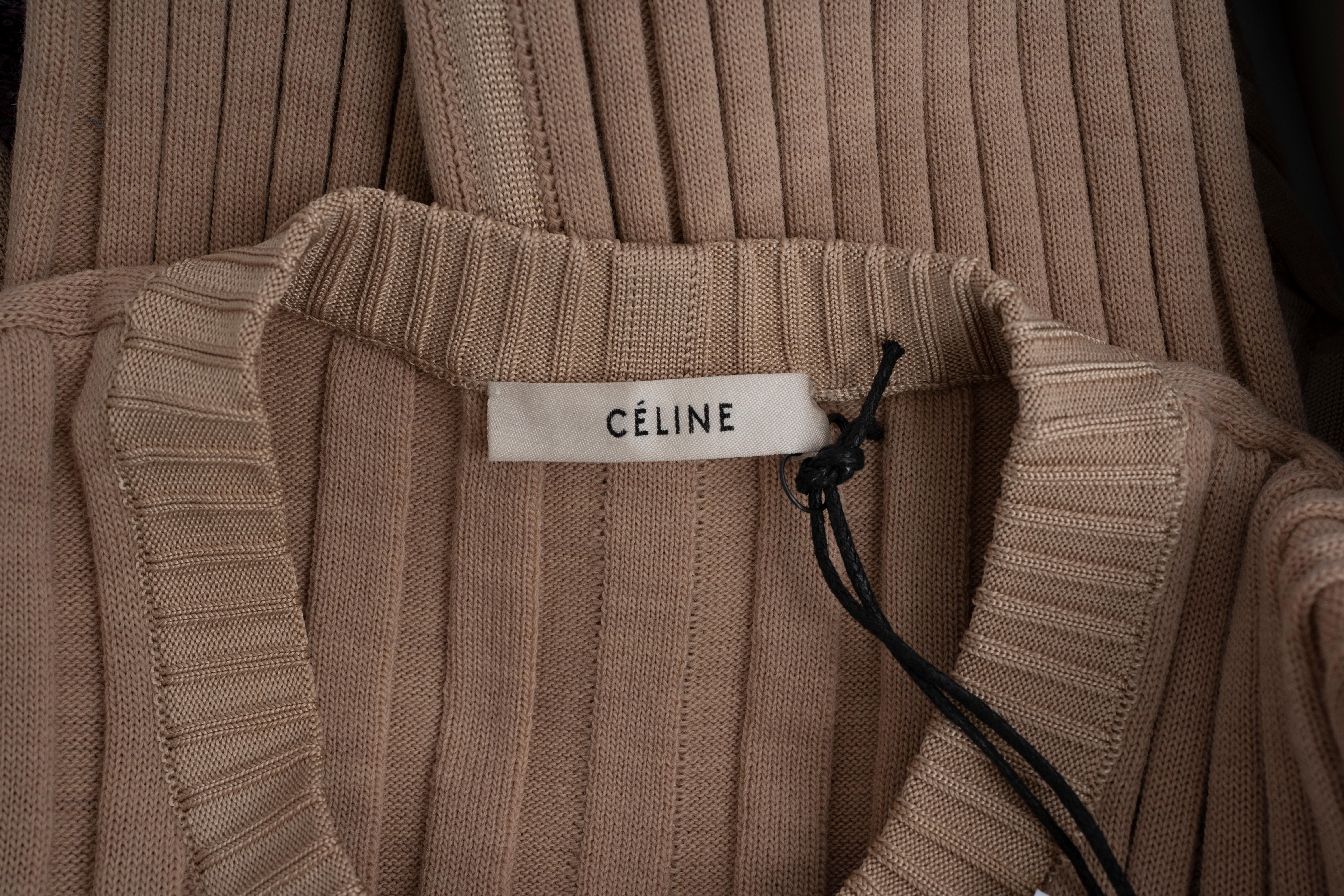 Pull en laine beige BELL SLEEVE RIB-Knit 2015 CELINE en vente 1
