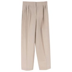 Celine Beige Wool High-Waisted Trousers - Size US 6