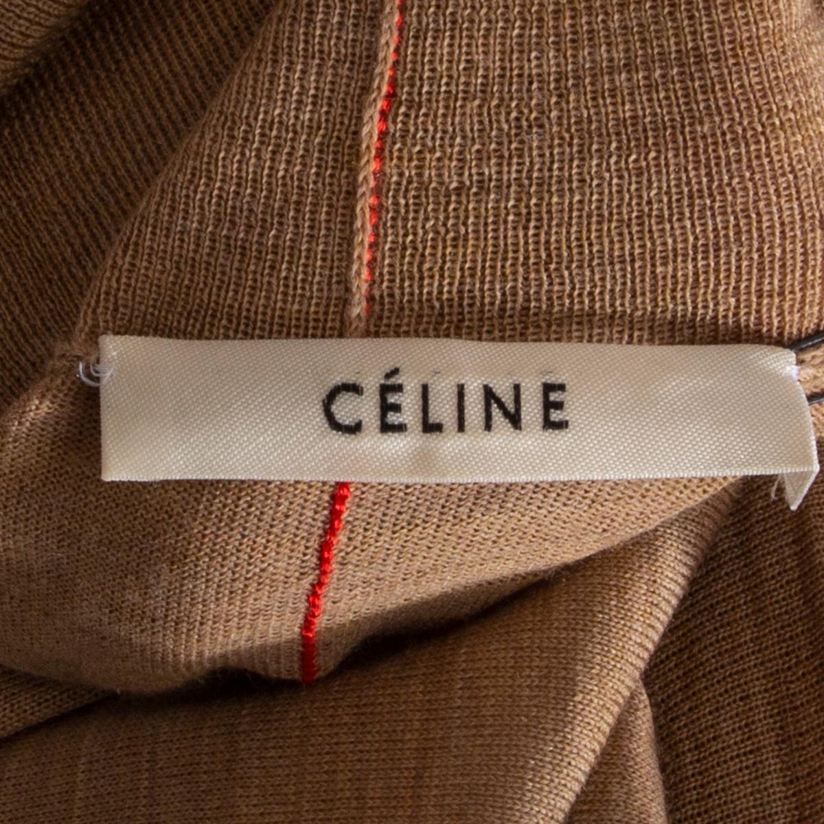 Brown CELINE beige wool RED STITCHING TURTLENECK Sweater XS