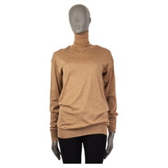 CELINE Pullover aus beigefarbener Wolle mit rotemSTITCHING TURTLENECK XS