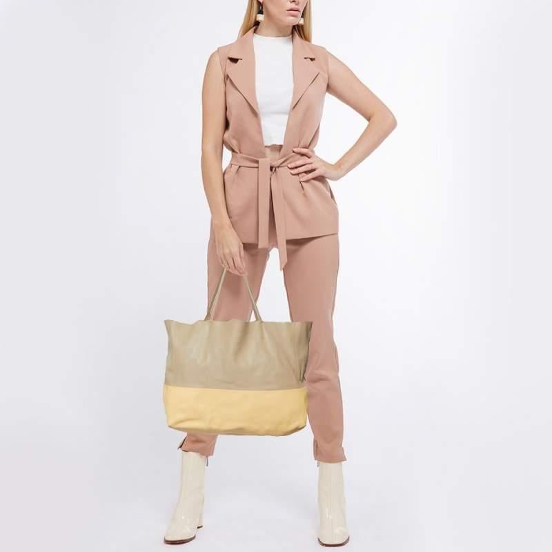 Celine Beige/Yellow Leather Vertical Cabas Tote 6