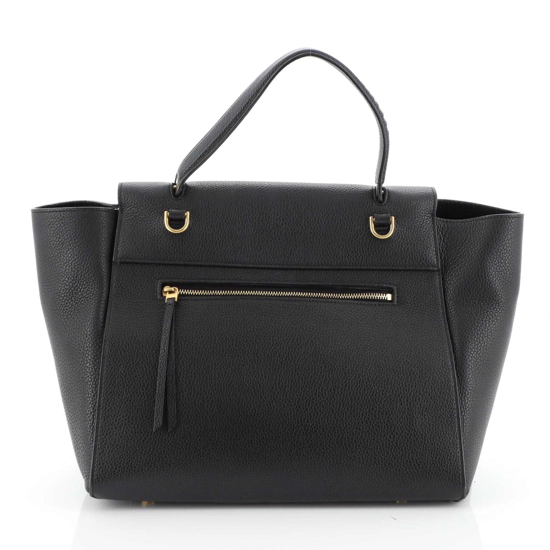 Black Celine Belt Bag Grainy Leather Mini