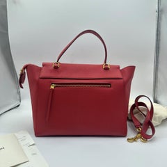 CELINE Belt Bag Micro Red Grained Calfskin Gold Hardware Flap Shoulder Tote