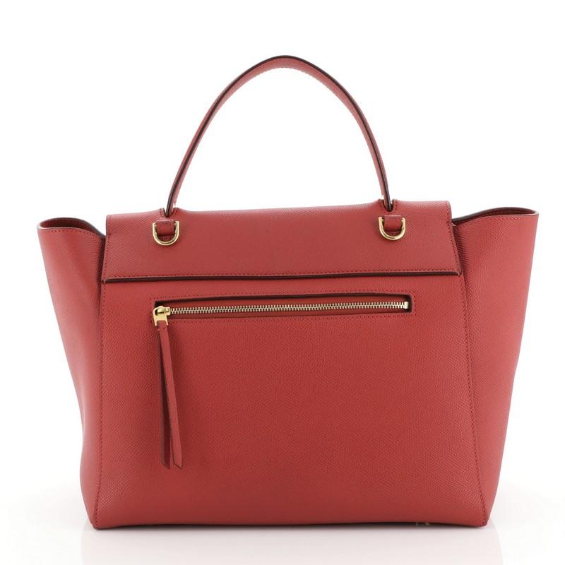 Red Celine Belt Bag Textured Leather Micro