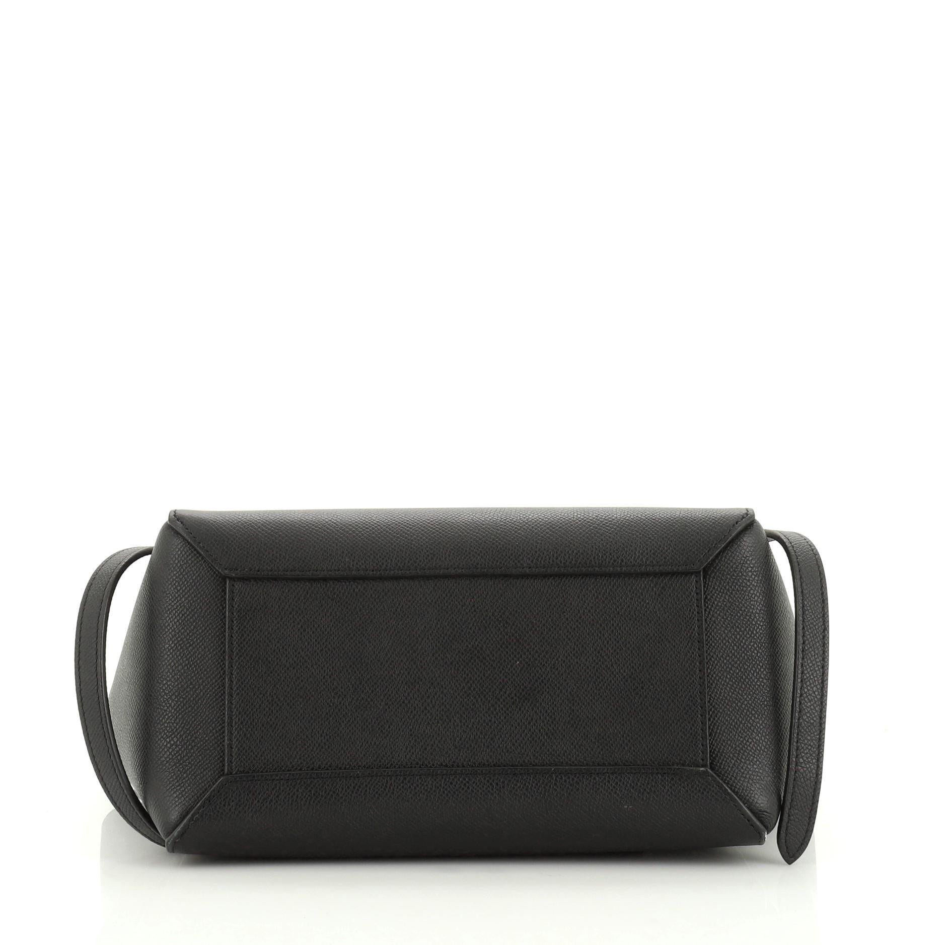 Black Celine Belt Bag Textured Leather Micro