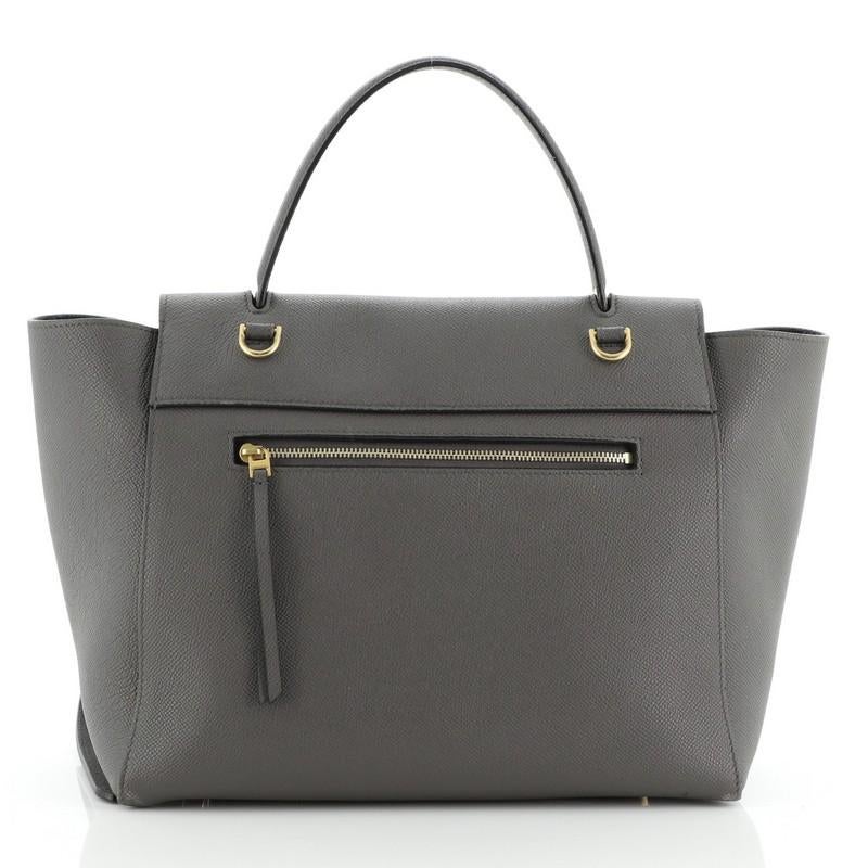 Gray Celine Belt Bag Textured Leather Mini