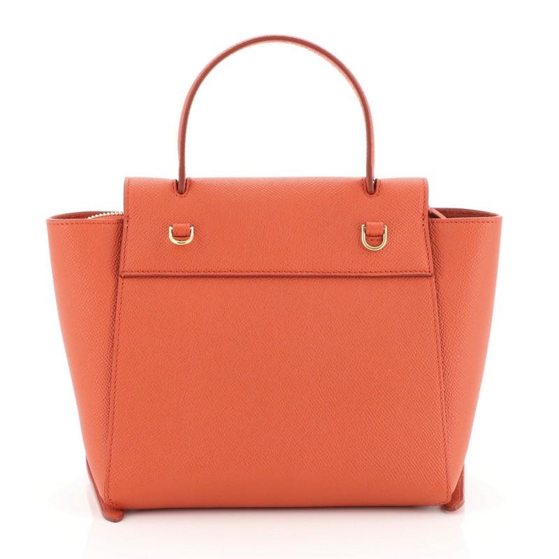 Orange Celine Belt Bag Textured Leather Nano
