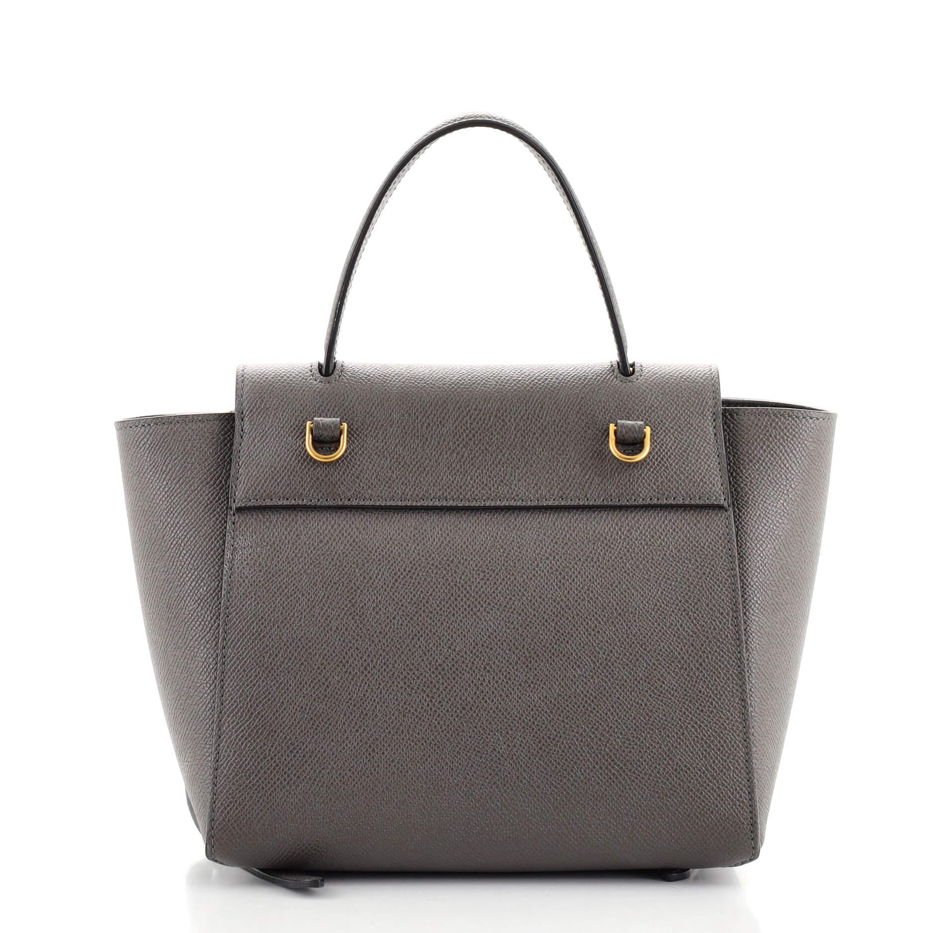 Gray Celine Belt Bag Textured Leather Nano