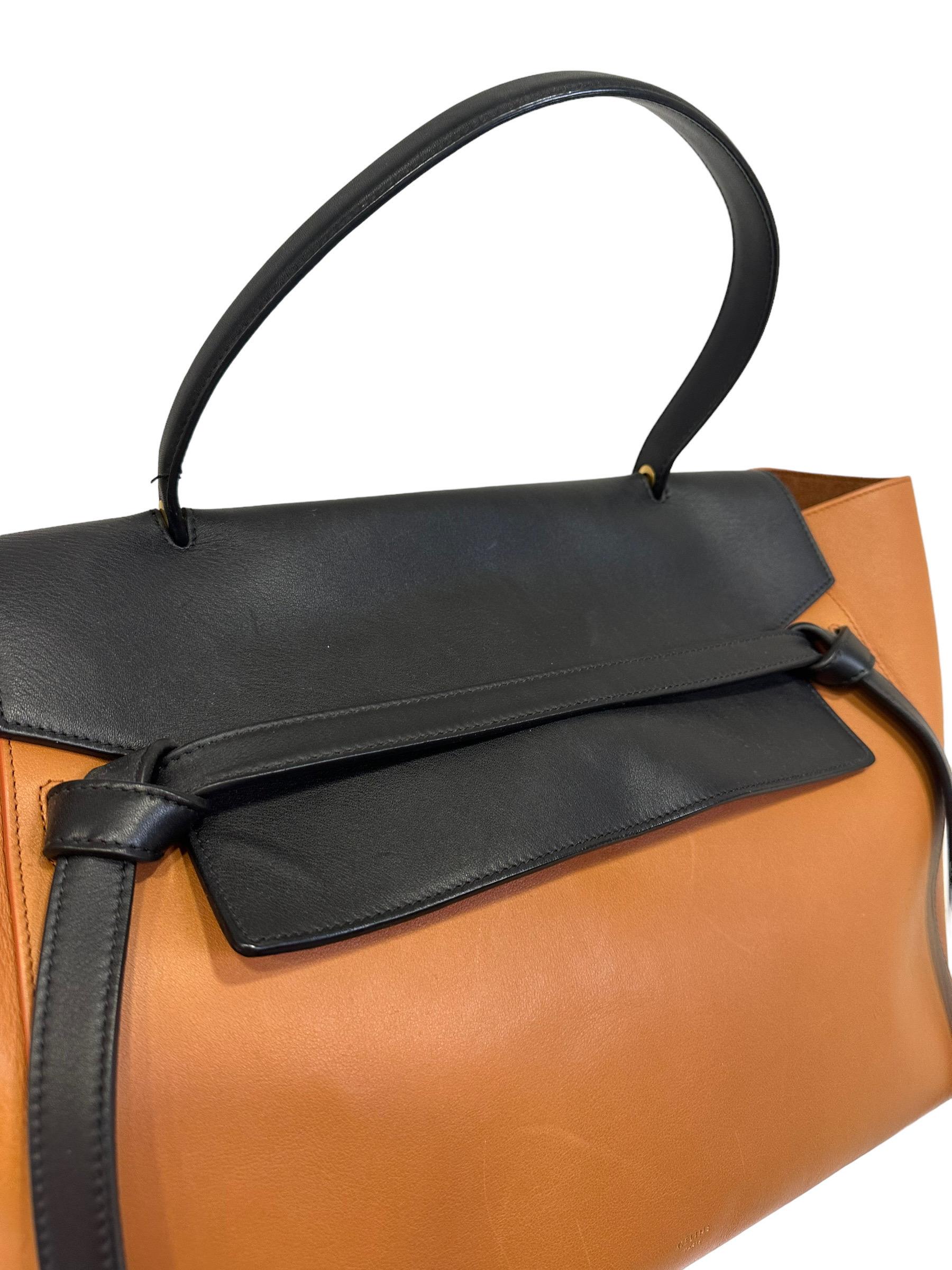 Celine Belt Bicolor Leather Tote Bag In Good Condition In Torre Del Greco, IT
