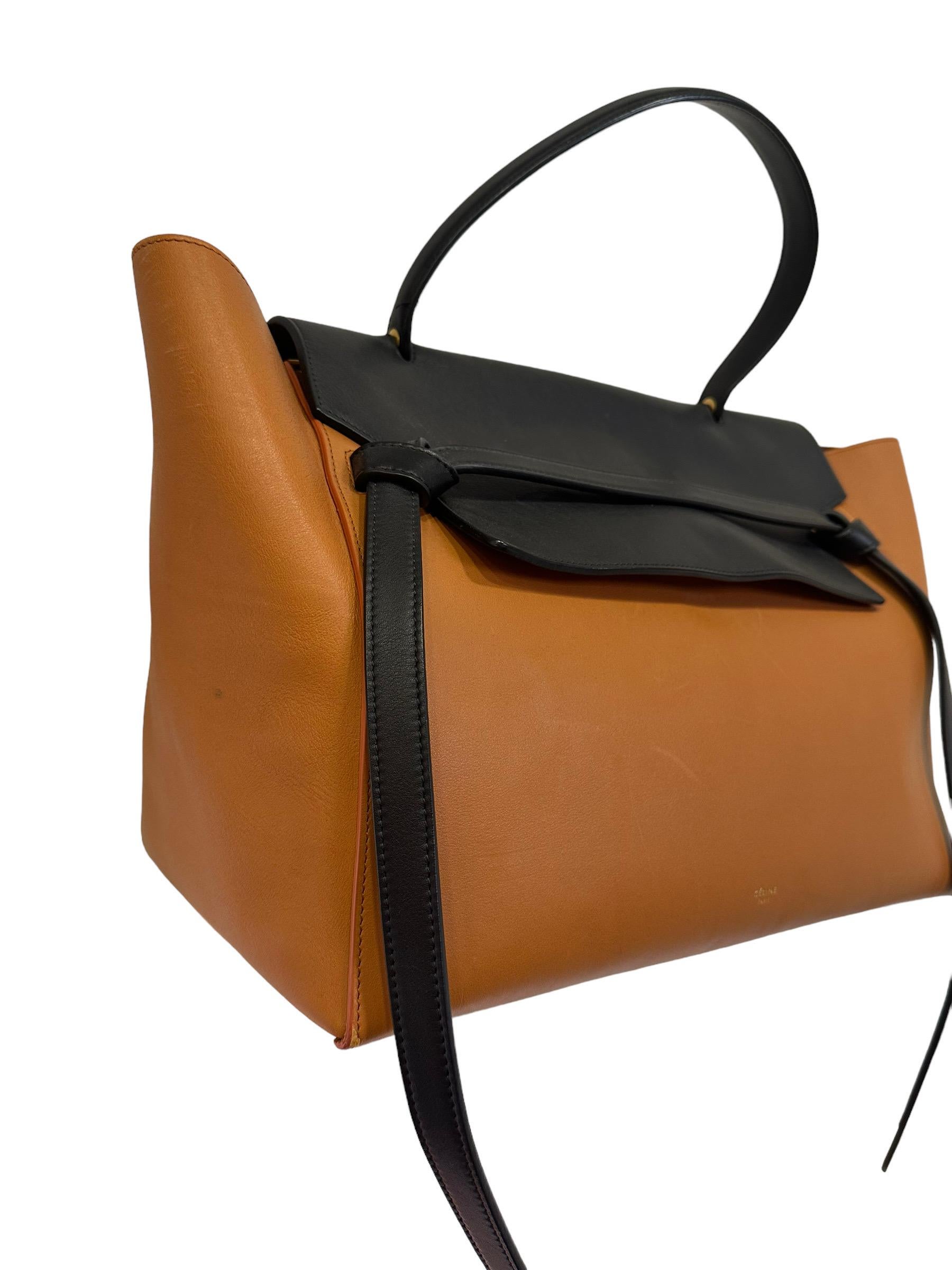 Women's Celine Belt Bicolor Leather Tote Bag