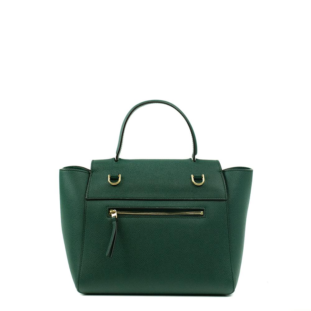 Black CELINE, Belt in green leather