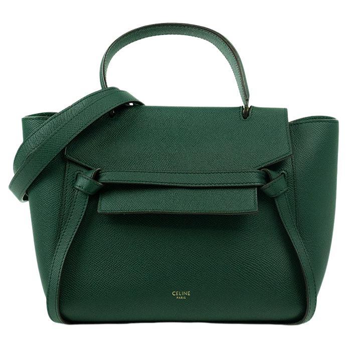CELINE, Belt in green leather