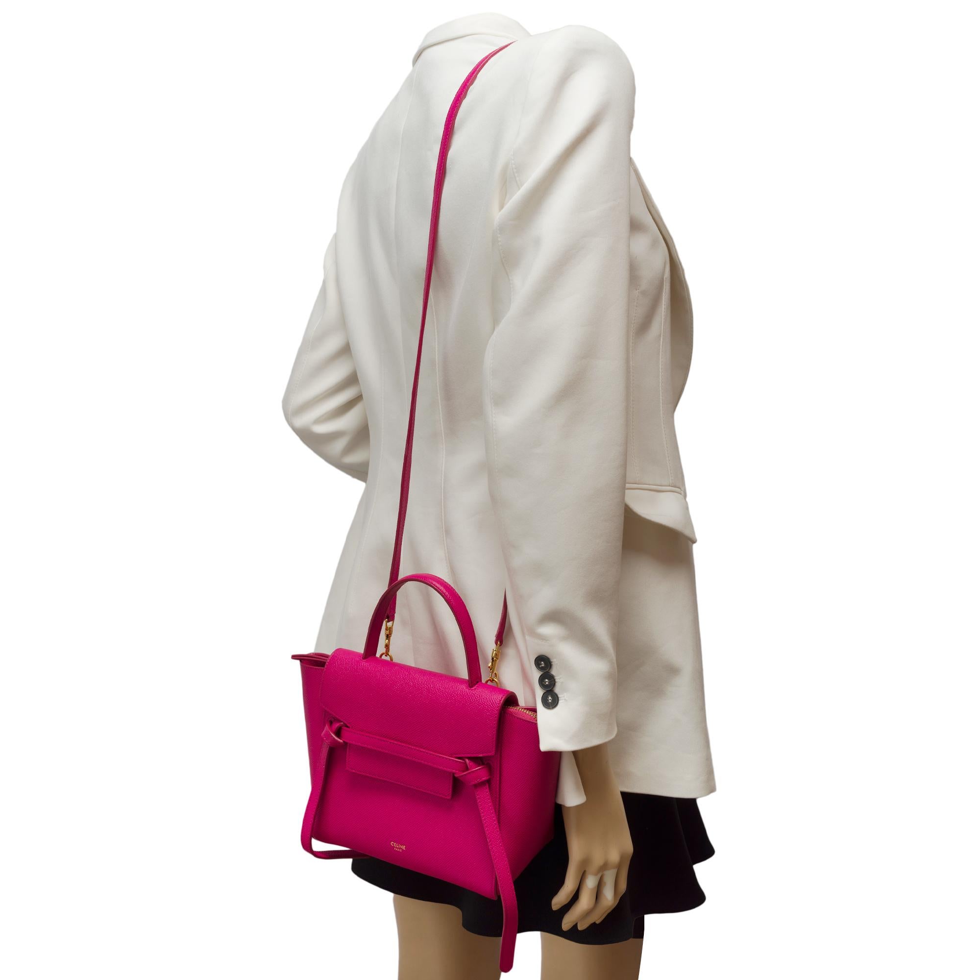 Celine Belt Nano handbag strap in pink calf leather, GHW For Sale 9