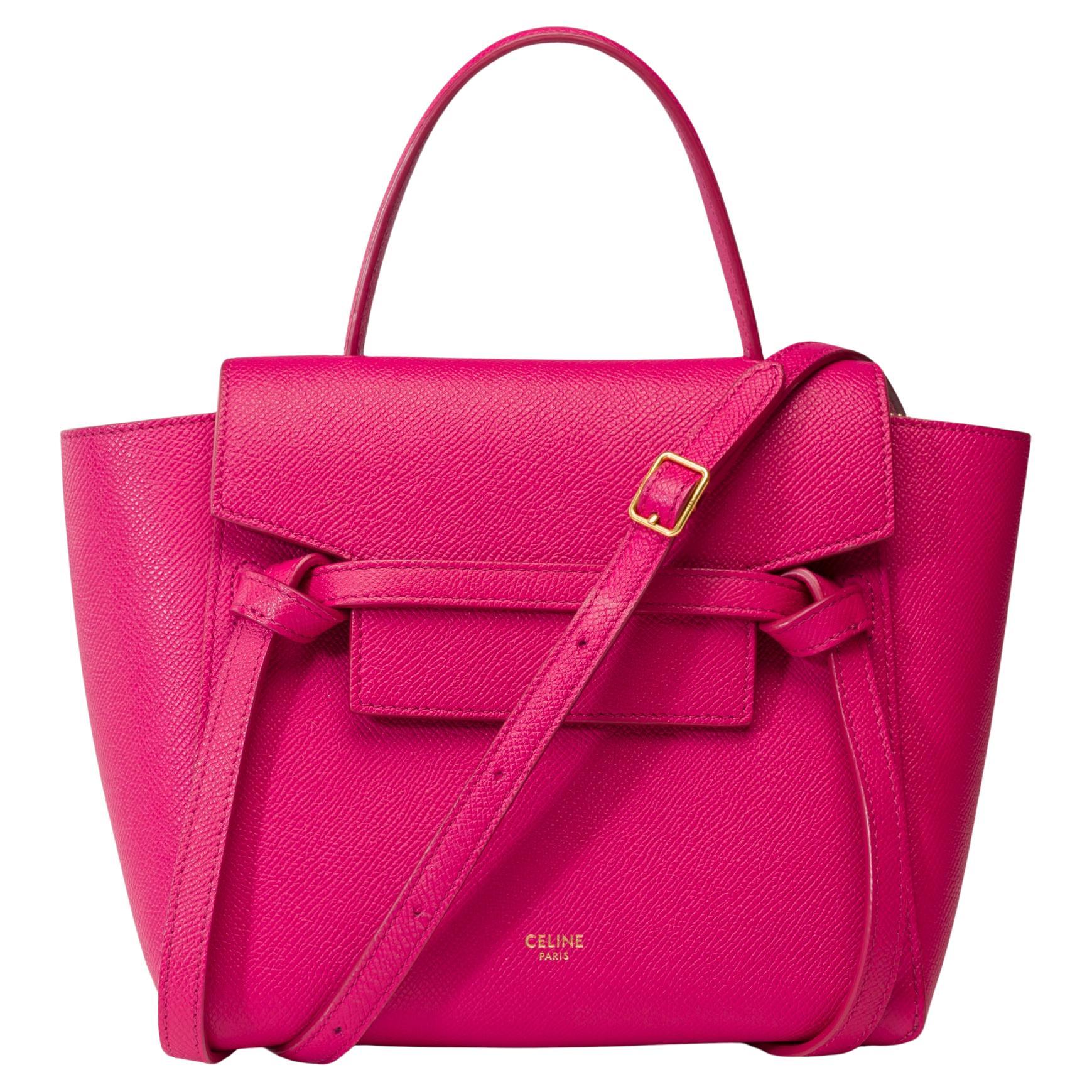 Celine Belt Nano Handtasche mit Gürtel aus rosa Kalbsleder, GHW im Angebot