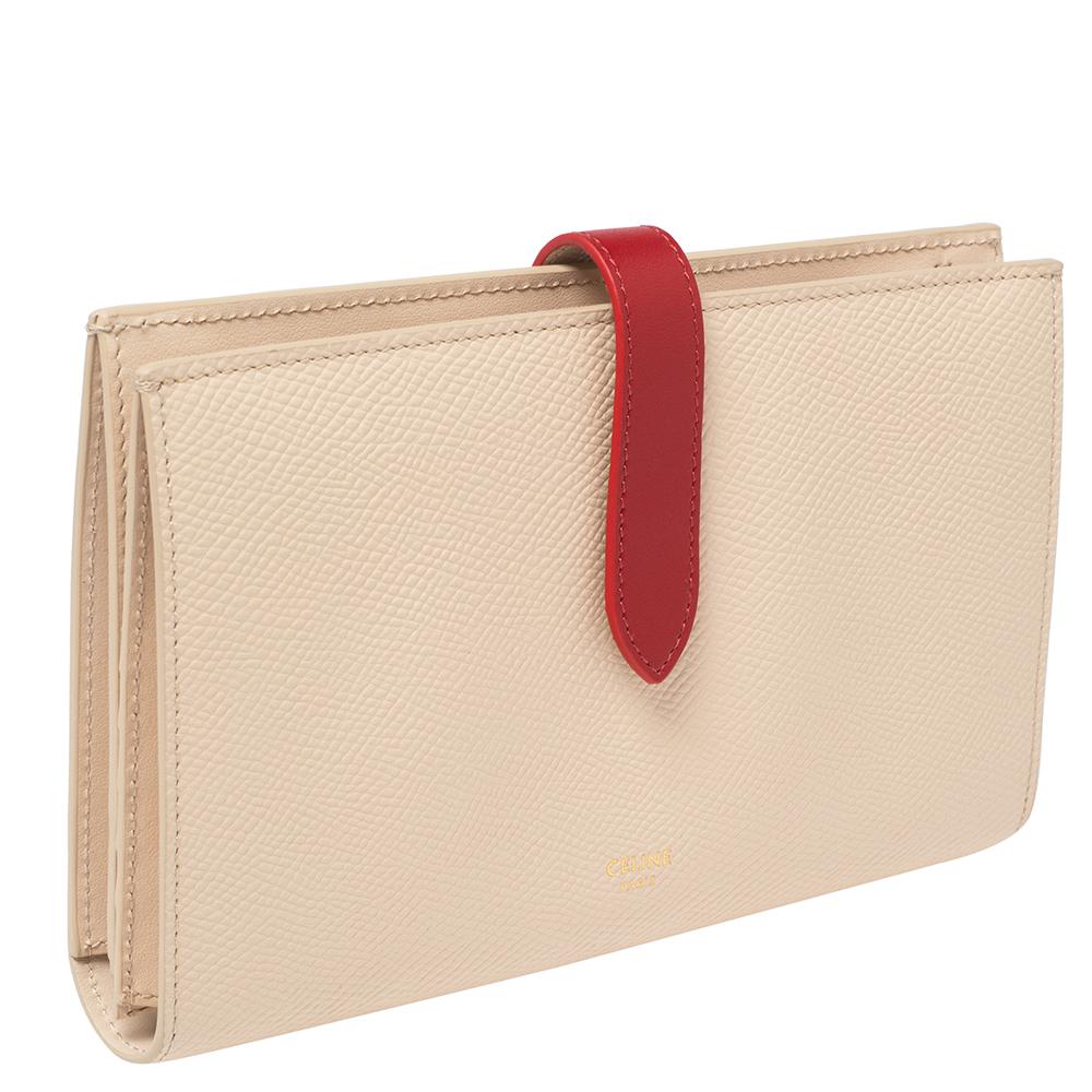 Celine Bicolor Leather Large Strap Wallet 5
