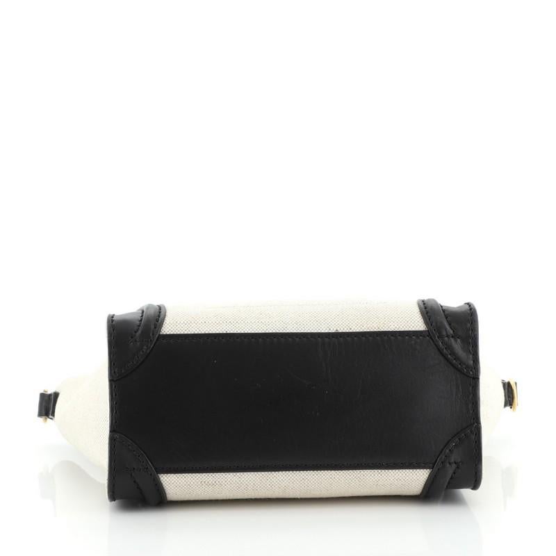 Black Celine Bicolor Luggage Bag Canvas and Leather Nano