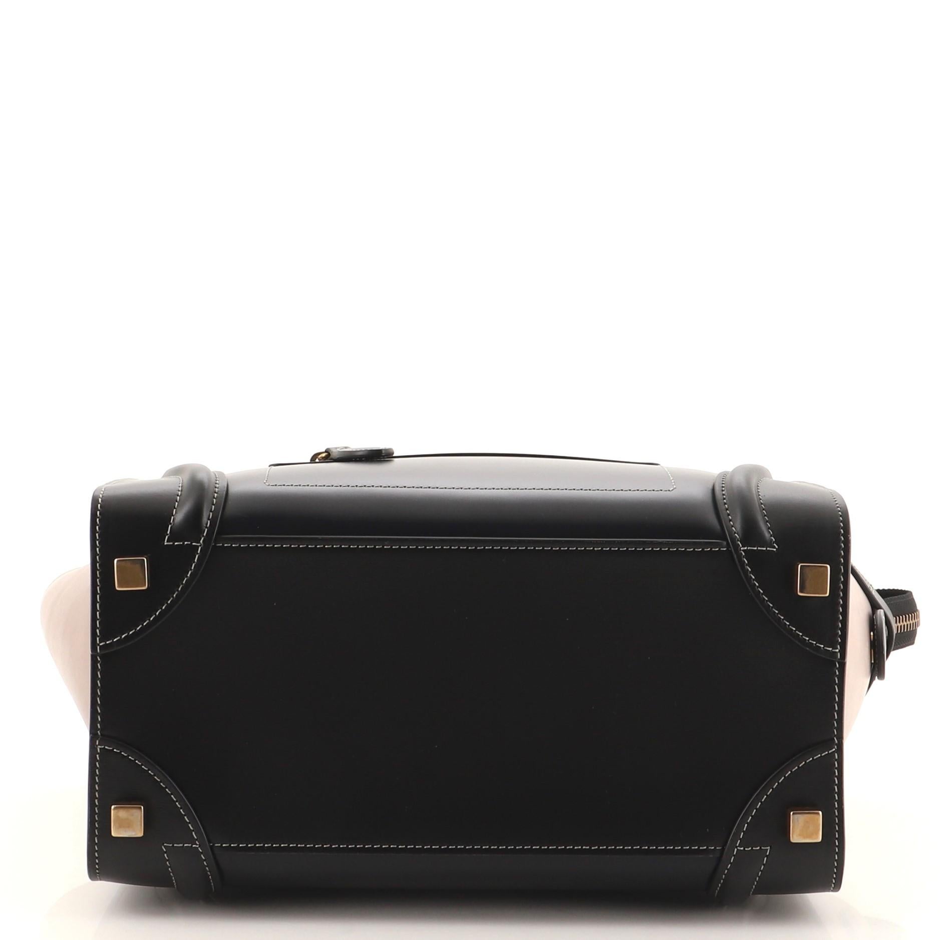 Black Celine Bicolor Luggage Bag Leather Micro