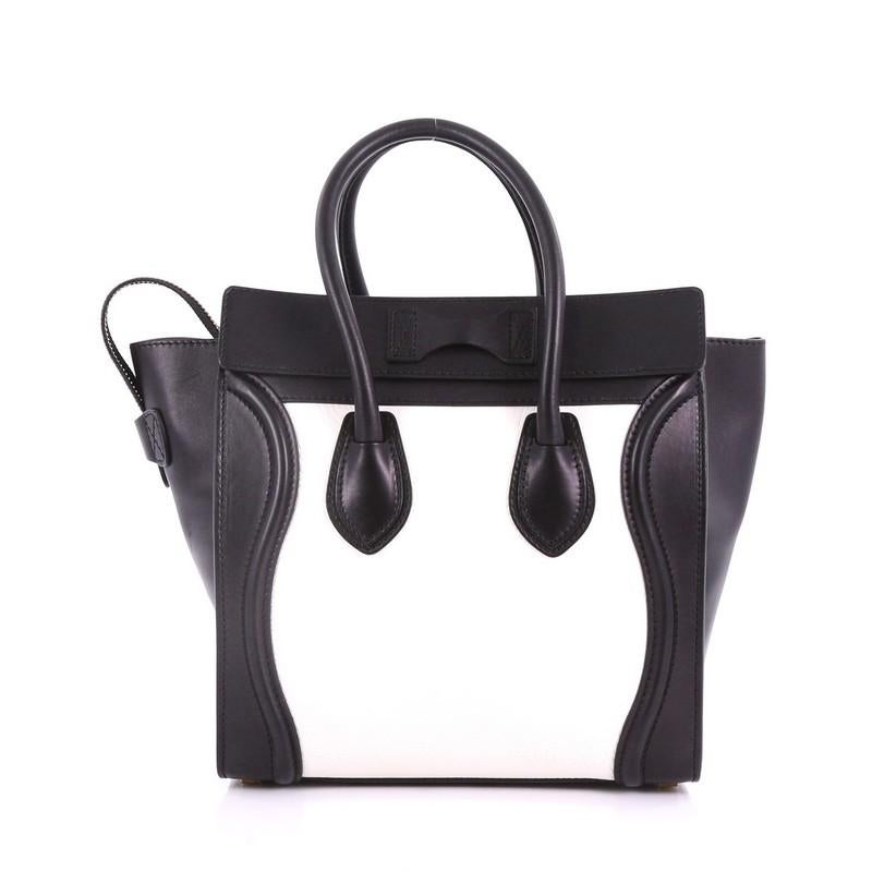 Celine Bicolor Luggage Handbag Leather Micro In Good Condition In NY, NY