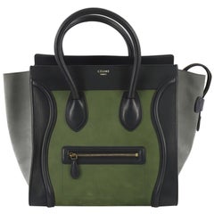 Celine Bicolor Luggage Handbag Nubuck Mini