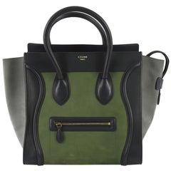 Used Celine Bicolor Luggage Handbag Nubuck Mini