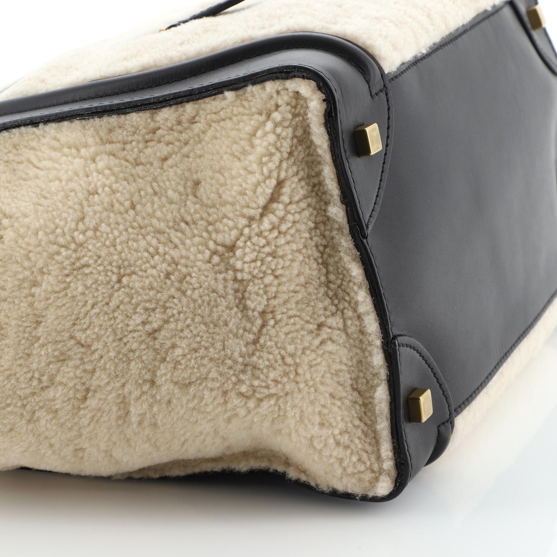 Women's or Men's Celine Bicolor Luggage Handbag Shearling Mini
