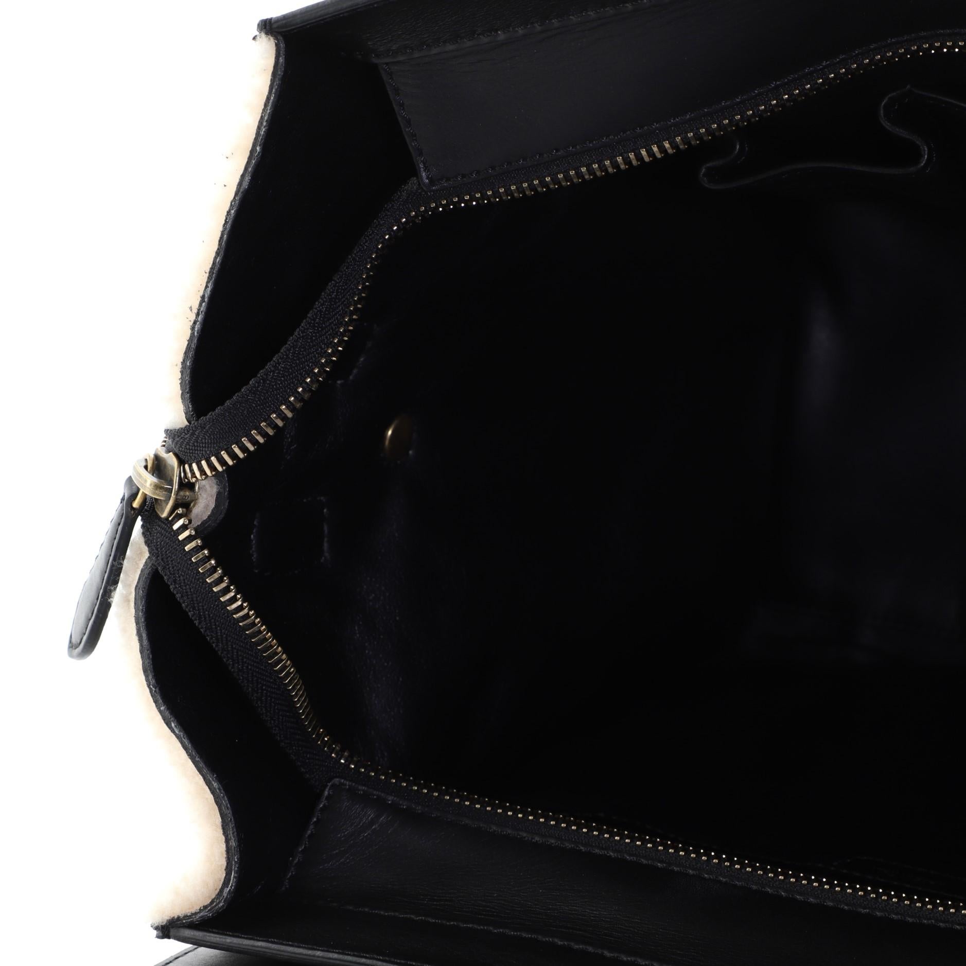 Celine Bicolor Luggage Handbag Shearling Mini 1