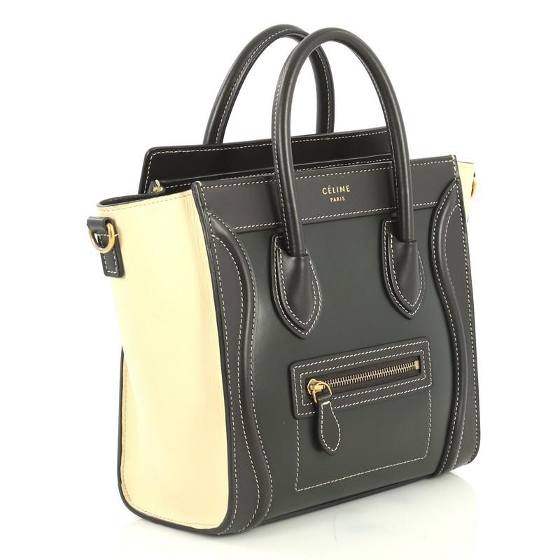 Black Celine Bicolor Luggage Handbag Smooth Leather Nano