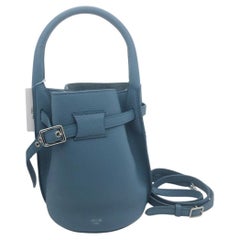 CELINE Big Bag Nano Bucket Storm Blue Grained Calfskin Silver Hardware Tote