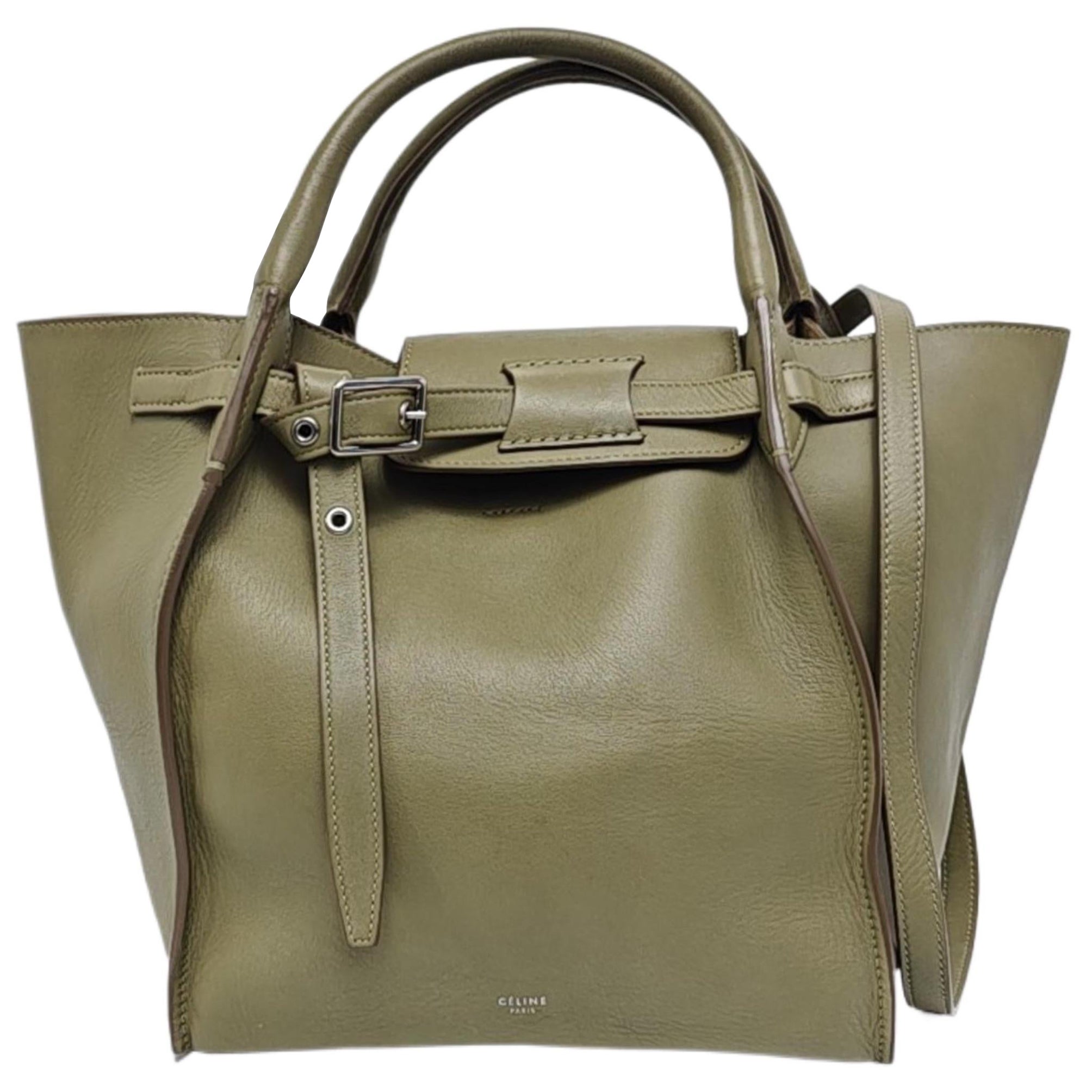 Celine Big Bag Small Green Leather Belted Closure with Strap