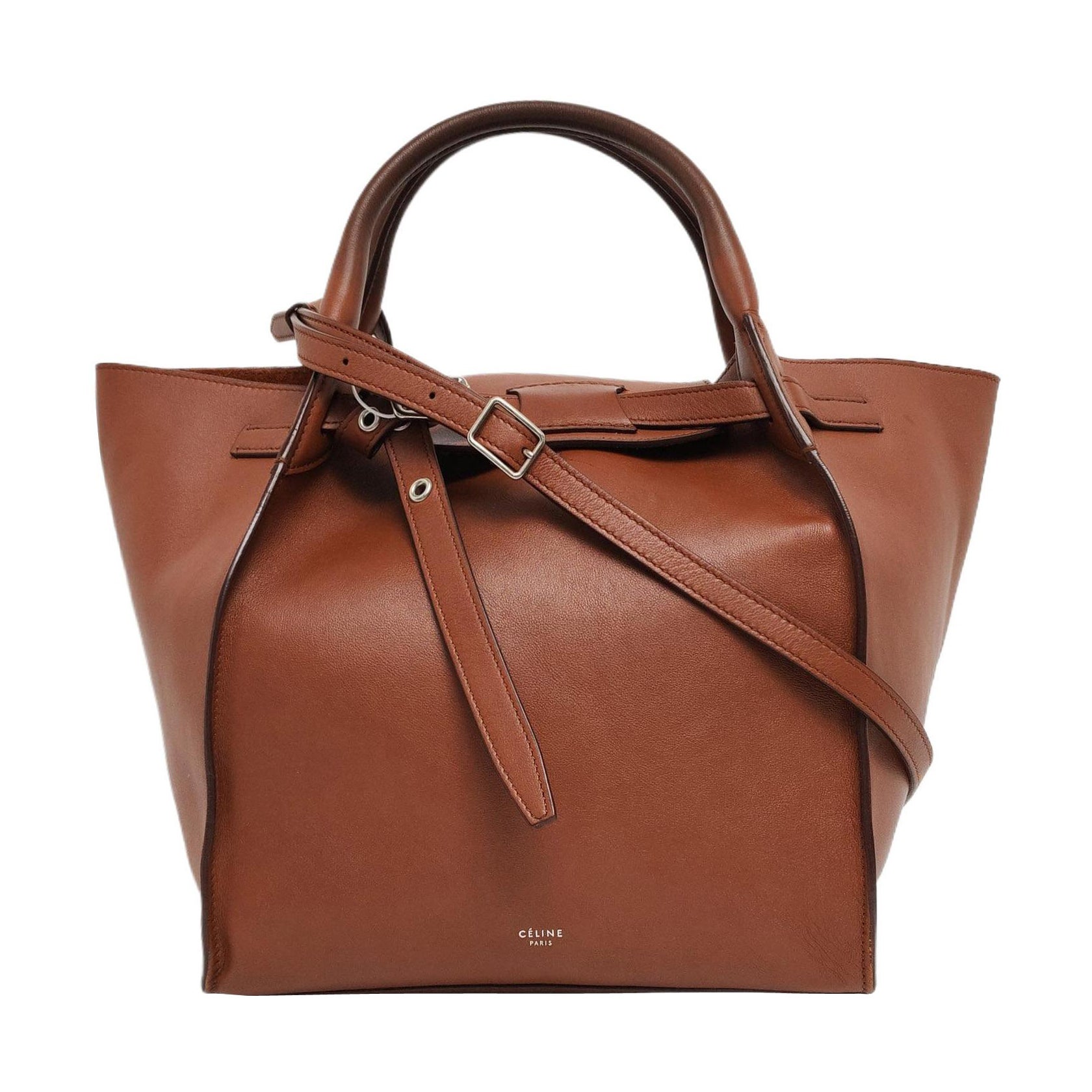 Celine Big Bag Small Tan Brown Chiusura a cintura in pelle con cinturino
