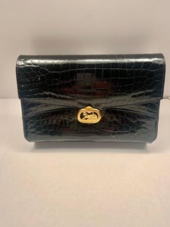 Celine Black Alligator Clutch