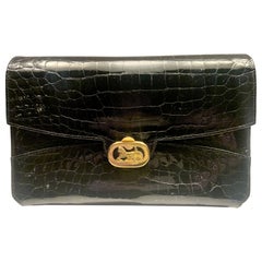 Celine Black Alligator Clutch