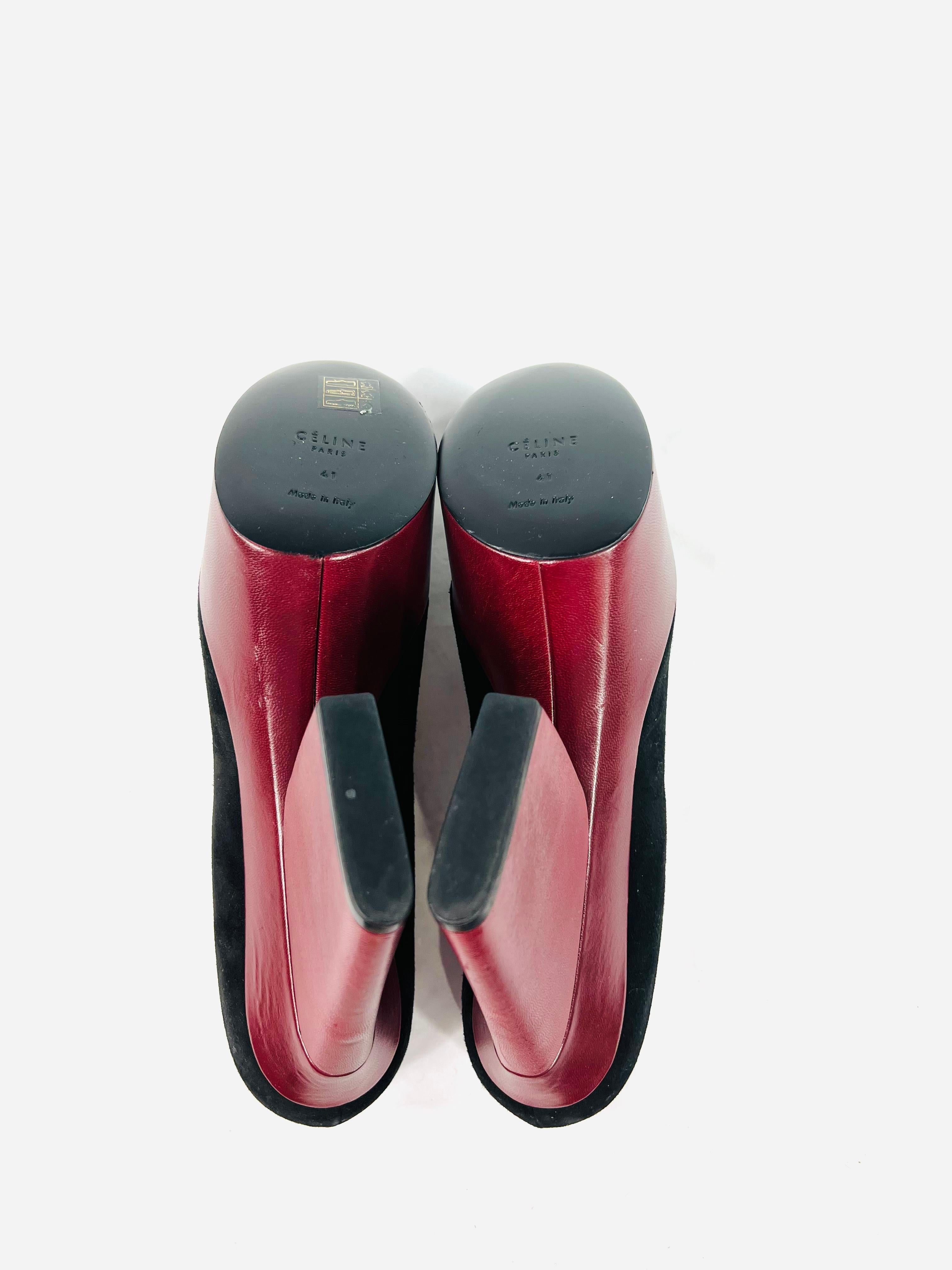 Celine Black and Burgundy High Heel Shoes, Size 41 In New Condition For Sale In Beverly Hills, CA