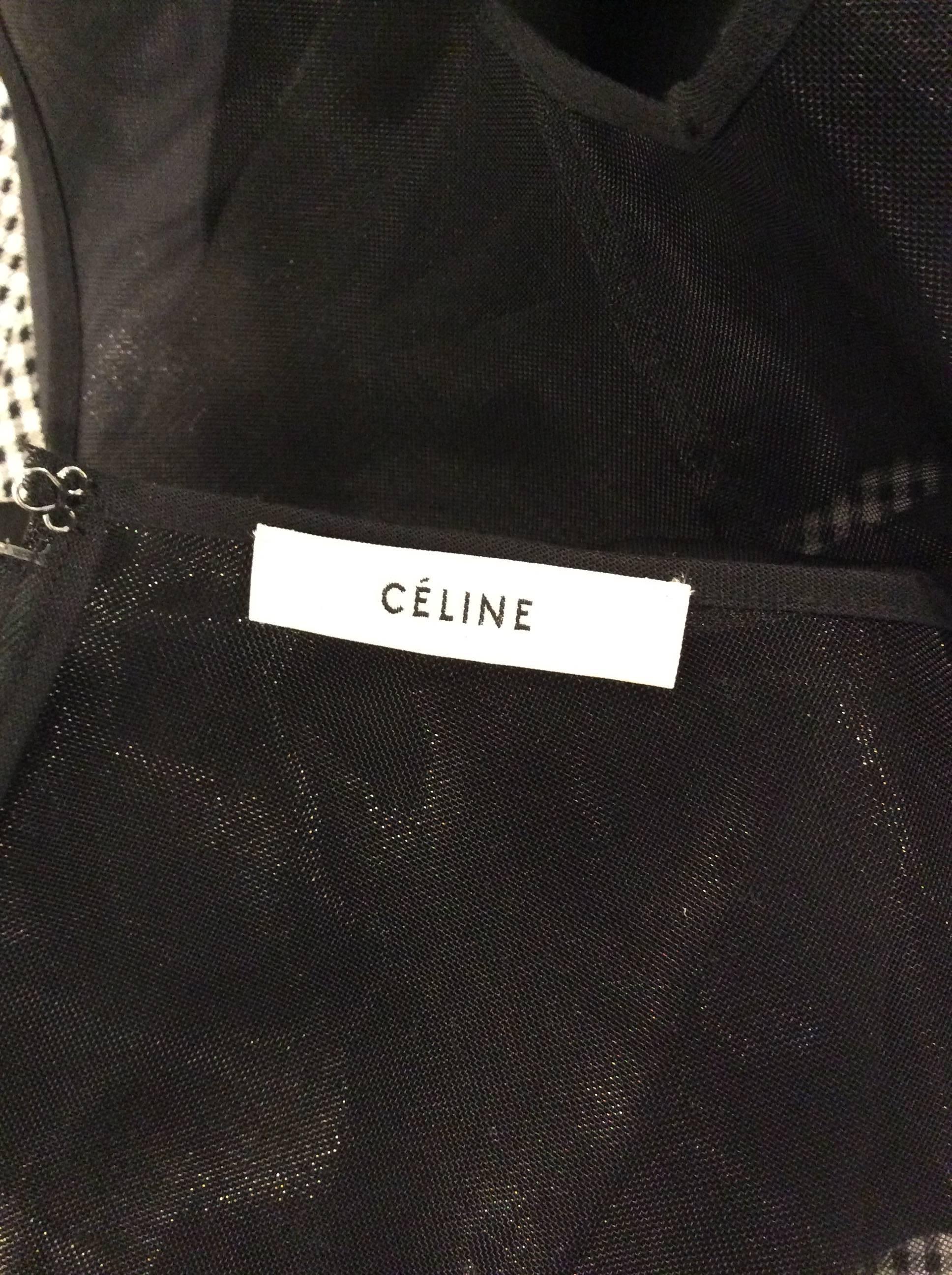 Celine Black and Navy Blue Draped Off the Shoulder Cropped Shirt  Sz Small 3