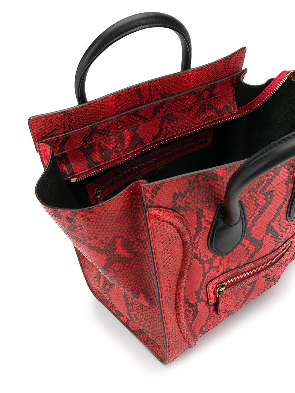 Céline Black and Red Python Print Luggage Handbag In Excellent Condition In London, GB